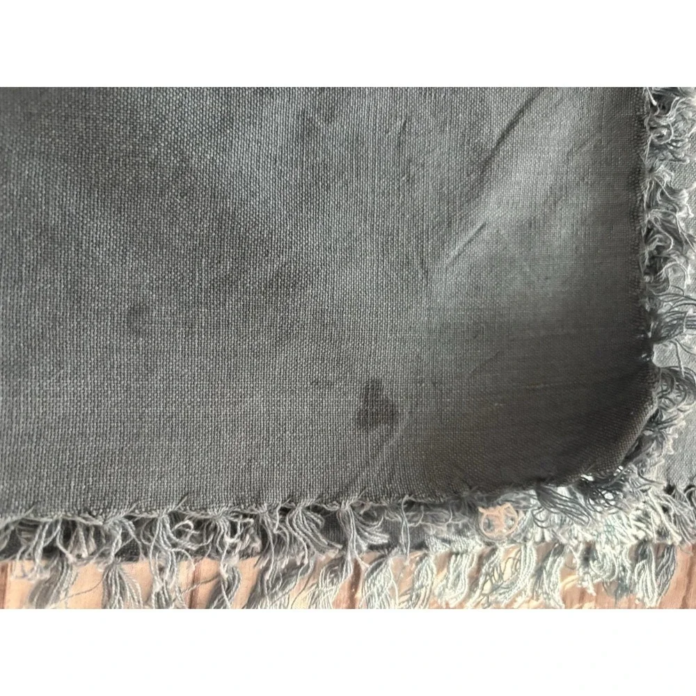 Vntge Napkins Rustic Party Dinner Fringed Fabric Napkins Light Denim Blue Set 4